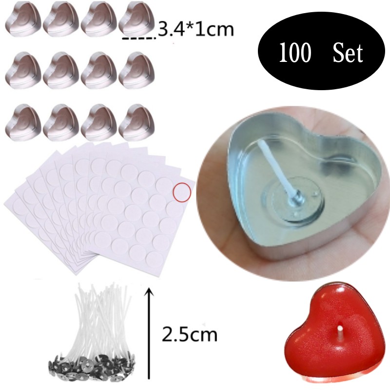 Candle Containers - 100 Sets Heart shaped Empty Aluminum