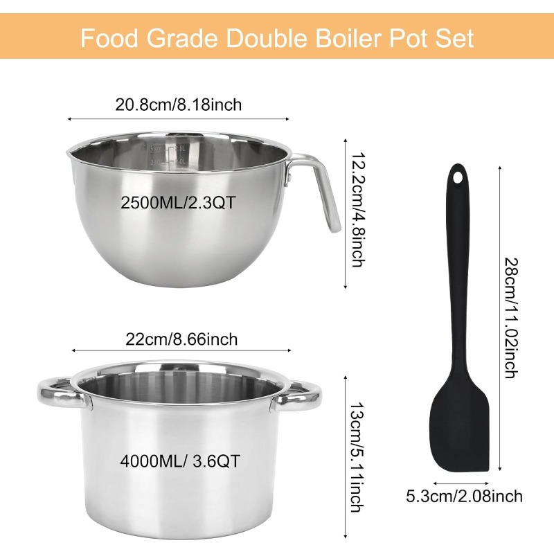 3Pcs Double Boiler Pot Set Sta - đánh giá và giá Candle Wax Scale