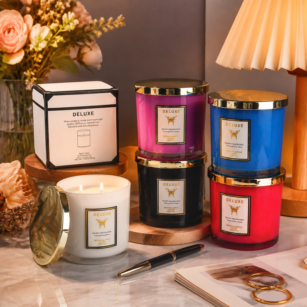 400G gold cover glass scented  - đánh giá và giá Soy Wax
