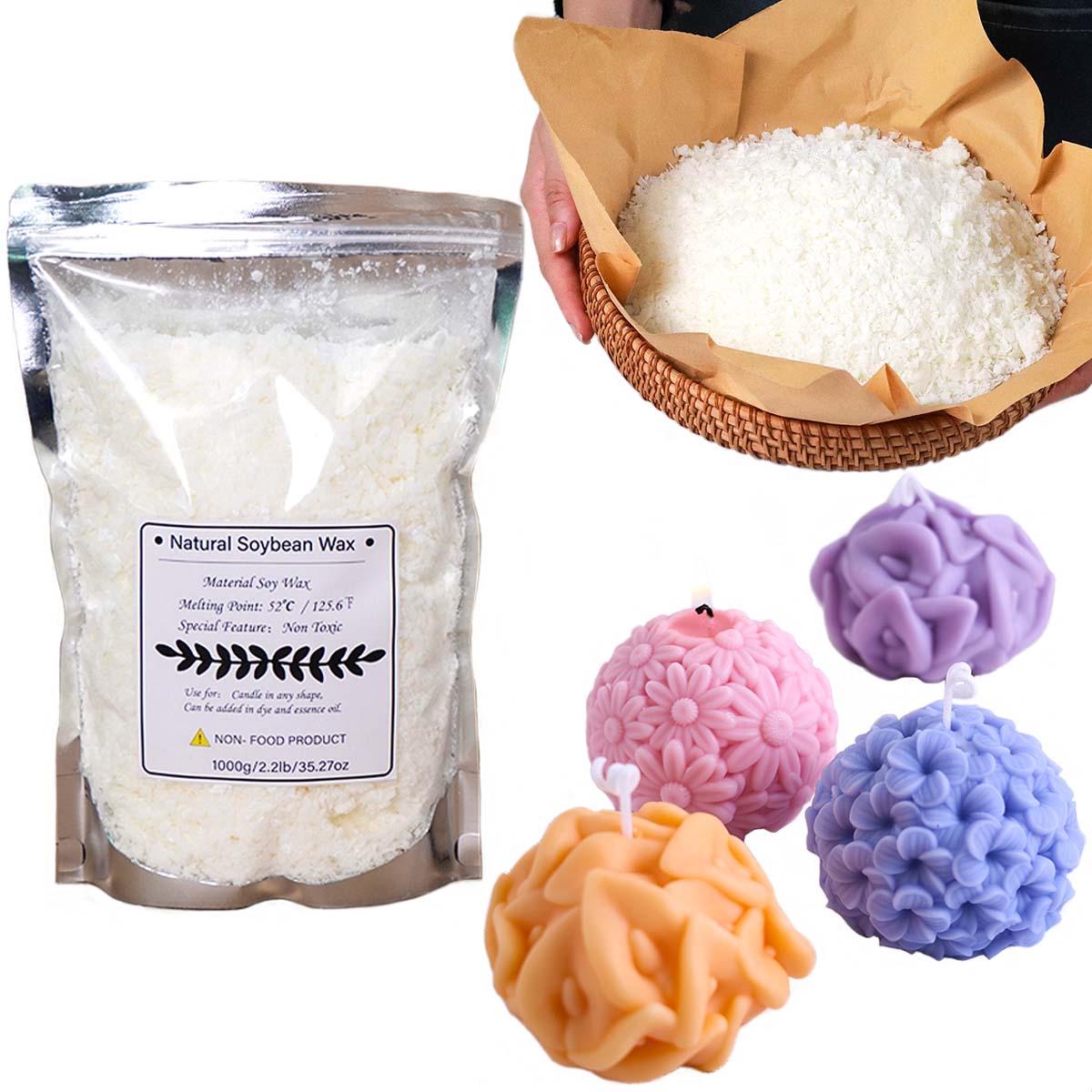 100/250/500/1000g Natural Soy  - đánh giá và giá Candle Making Kit