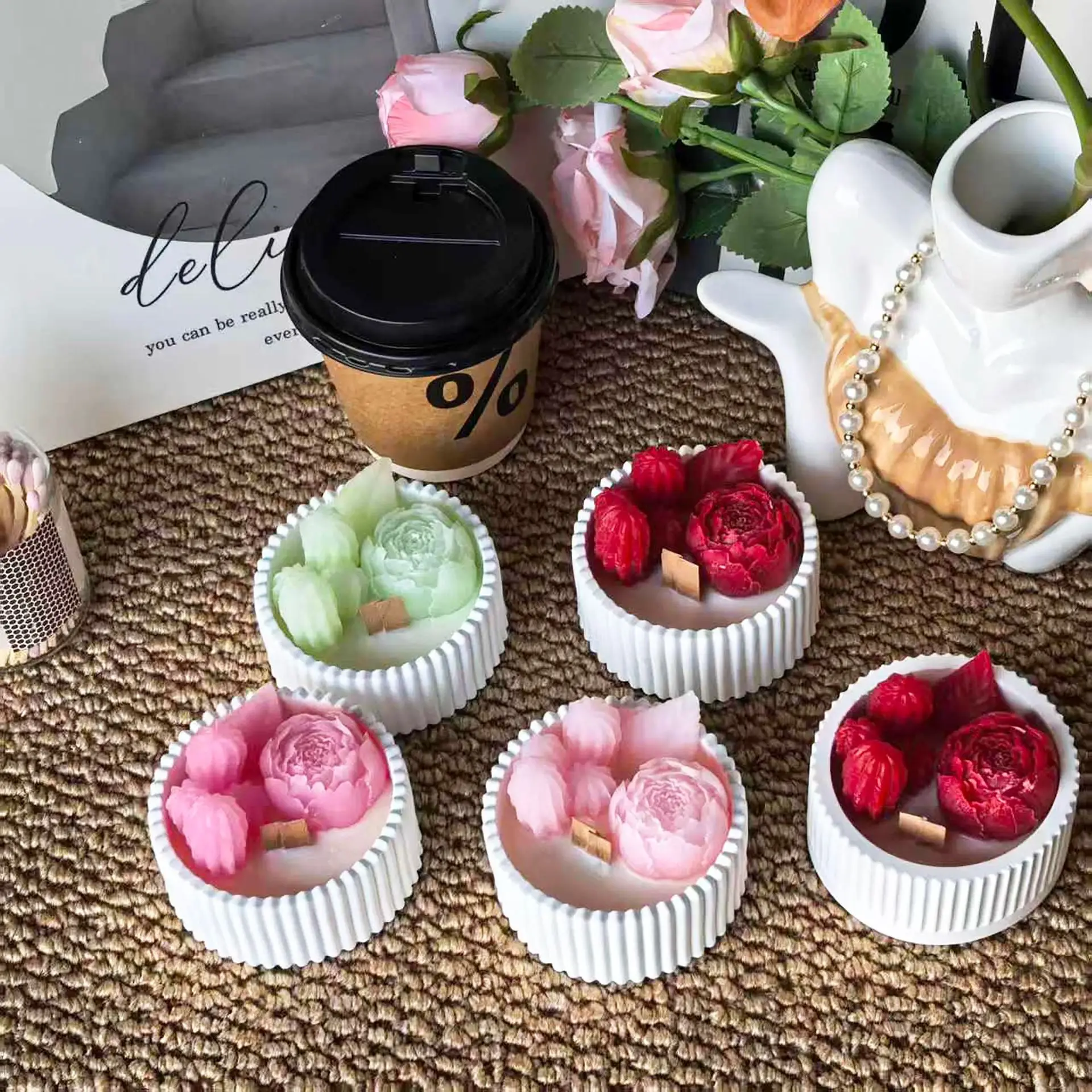 2pcs Floral Rose Cup Scented C - đánh giá và giá Paraffin Wax