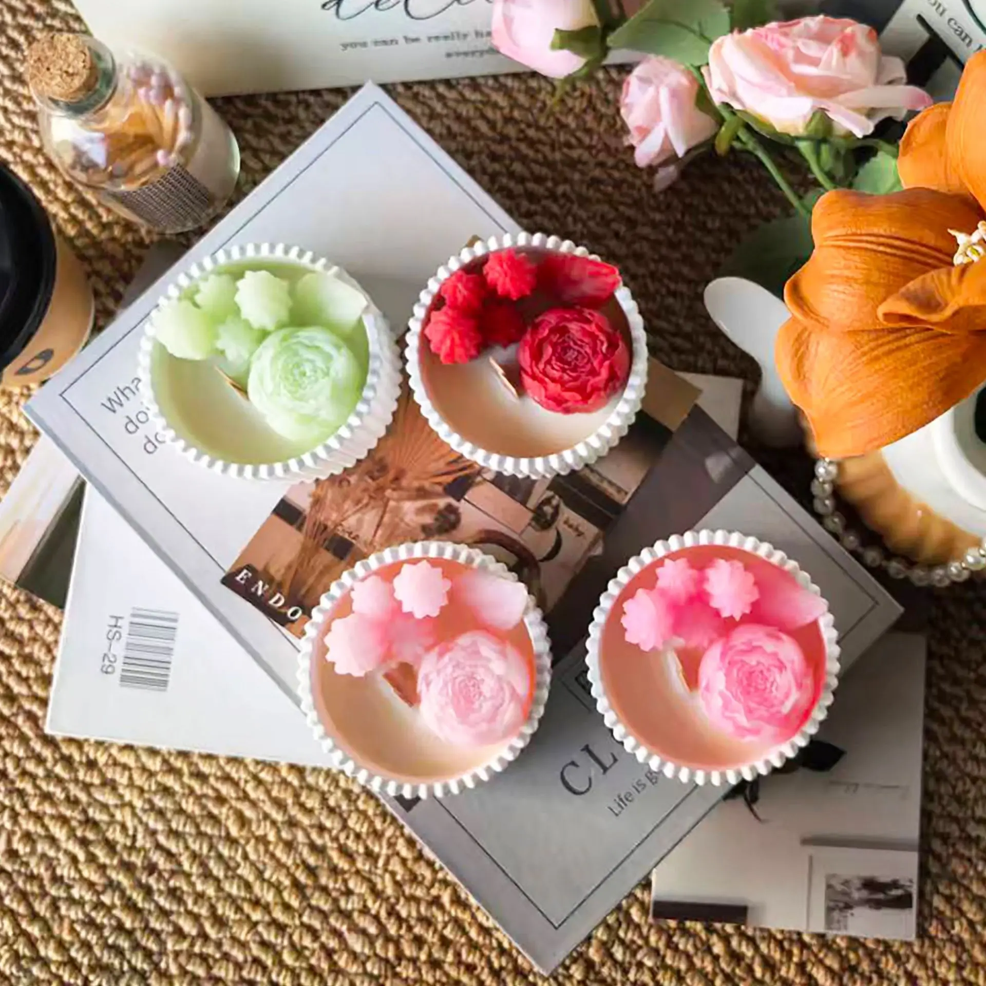 2pcs Floral Rose Cup Scented C - đánh giá và giá Paraffin Wax