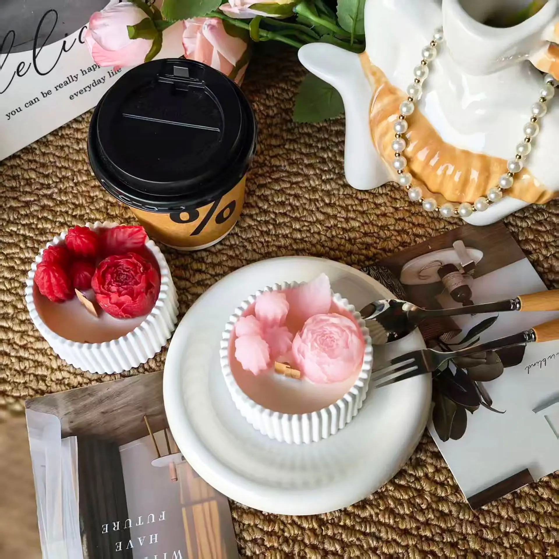 2pcs Floral Rose Cup Scented C - đánh giá và giá Paraffin Wax